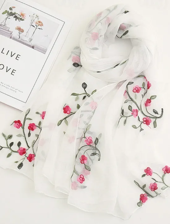 Sale Women's Scarf Cherry Blossom Print Lightweight Soft Pink Floral Breathable Casual Office Evening One Size Fits All Spring Autumn Accessories Women Scarves