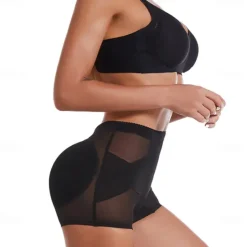 Best Women's Scrunch Butt Shorts Shapewear Fashion Casual Short Plain Mesh Patchwork Ruched Butt Lifting Tummy Control Butt Lift Comfort High Elasticity Home Daily Fitness Black Apricot Skinny Women Shapewear