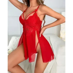 Clearance Women's Sexy Bodies Chemises & Negligees Pure Color Hot See Through Bed Mesh Lace Breathable Straps Sleeveless Backless Summer Spring Home Outfits Women Lingerie
