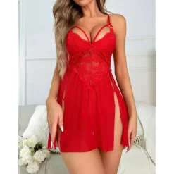 Clearance Women's Sexy Bodies Chemises & Negligees Pure Color Hot See Through Bed Mesh Lace Breathable Straps Sleeveless Backless Summer Spring Home Outfits Women Lingerie