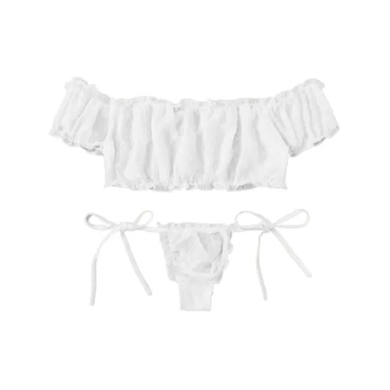 Discount Women's Sexy Bodies Lingerie Set Dot Sexy Uniforms Romantic See Through Valentine's Day Bed Vacation Spandex Off Shoulder Summer Spring Home Outfits Women Lingerie