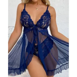 Women's Sexy Bodies Sets Pure Color Lovers Comfort See Through Home Valentine's Day Bed Lace Breathable Straps Sleeveless Backless Summer Spring Home Outfits Women Lingerie