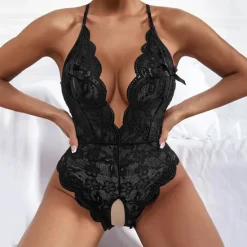 Best Women's Sexy Bodies Teddies & Bodysuits 1 PCS Flower Hot Soft Valentine's Day Bed Spandex Halter Neck Lace Jacquard Summer Spring Home Outfits Women Lingerie