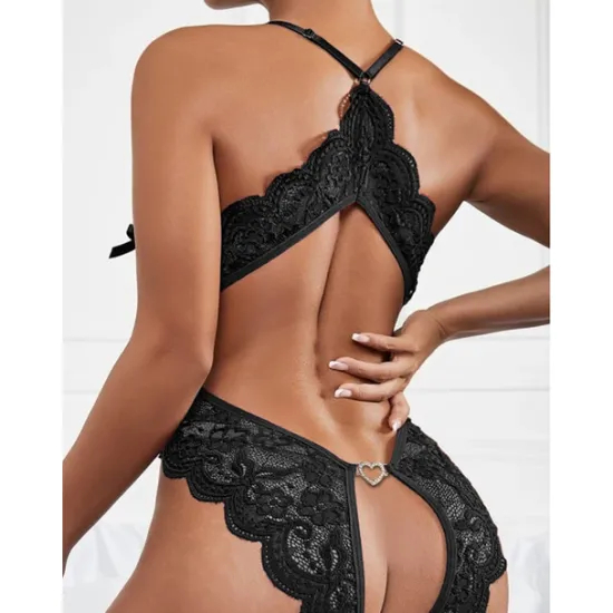 Best Women's Sexy Bodies Teddies & Bodysuits 1 PCS Flower Hot Soft Valentine's Day Bed Spandex Halter Neck Lace Jacquard Summer Spring Home Outfits Women Lingerie