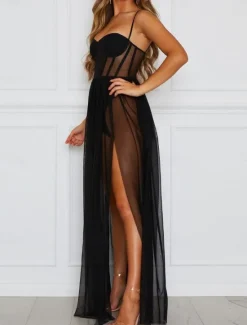 Clearance Women's Sexy Lingerie Chemises & Negligees Dress Pure Color Ultra Slim Hot Comfort Home Bed Vacation Mesh Breathable Straps Sleeveless Backless Summer Spring Home Outfits Women Sleepwear|Lingerie