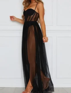 Clearance Women's Sexy Lingerie Chemises & Negligees Dress Pure Color Ultra Slim Hot Comfort Home Bed Vacation Mesh Breathable Straps Sleeveless Backless Summer Spring Home Outfits Women Sleepwear|Lingerie