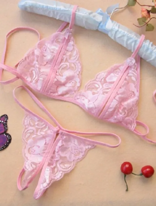 Online Women's Sexy Lingerie Lingerie Set Pure Color Lovers Hot Home Valentine's Day Bed Lace Breathable Straps Sleeveless Backless Summer Spring Home Outfits Women Lingerie