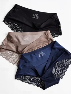 Hot Women's Sexy Lingerie Panties Pure Color Lovers Hot Home Valentine's Day Bed Ice Silk Breathable Hole Summer Spring Home Outfits Women Lingerie
