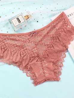 Online Women's Sexy Lingerie Panties Pure Color Lovers Hot Home Valentine's Day Bed Lace Breathable Hole Summer Spring Home Outfits Women Lingerie