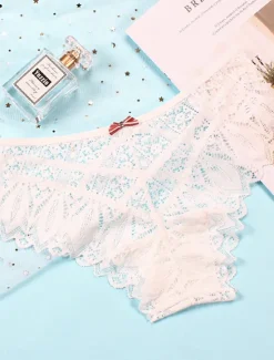 Online Women's Sexy Lingerie Panties Pure Color Lovers Hot Home Valentine's Day Bed Lace Breathable Hole Summer Spring Home Outfits Women Lingerie