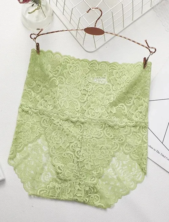 Discount Women's Sexy Panties Brief Underwear 1 PC Underwear Sexy Comfort Lace Pure Color PU High Waist Sexy Green Black Purple M L XL Home Outfits Women Lingerie