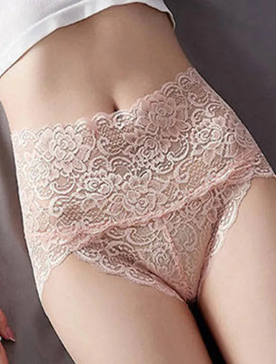 Discount Women's Sexy Panties Brief Underwear 1 PC Underwear Sexy Comfort Lace Pure Color PU High Waist Sexy Green Black Purple M L XL Home Outfits Women Lingerie