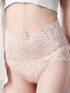 Discount Women's Sexy Panties Brief Underwear 1 PC Underwear Sexy Comfort Lace Pure Color PU High Waist Sexy Green Black Purple M L XL Home Outfits Women Lingerie