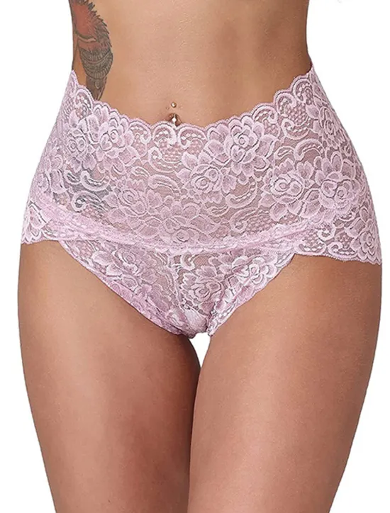 Discount Women's Sexy Panties Brief Underwear 1 PC Underwear Sexy Comfort Lace Pure Color PU High Waist Sexy Green Black Purple M L XL Home Outfits Women Lingerie