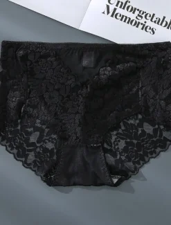Sale Women's Sexy Panties Brief Underwear 1pc / pack Underwear Fashion Sexy Lace Lace Nylon Mid Waist Sexy Black Red White S M L Home Outfits Women Lingerie