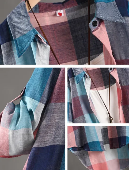 Clearance Women's Shacket Comfortable Breathable Buttons Print Casual Plaid Vacation Street Casual Daily Wear Single Breasted Long Turndown Regular Fit Long Sleeve Outerwear Black And White Red Blue Spring Fall Women Shirts
