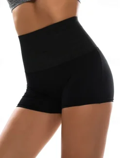 Sale Women's Shapewear Casual / Sporty Shorts Scrunch Butt Shorts Anti Chafing Shorts Short Pants Weekend Yoga Stretchy Solid Colored Tummy Control Butt Lift High Waist Skinny Beige Home Outfits Women Shapewear