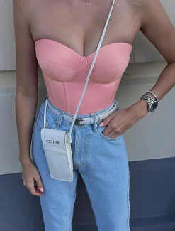 Outlet Women's Shapewear Pure Color Corsets Street Date Going out Breathable Bandeau Sleeveless Backless Summer Spring Home Outfits Women Shapewear