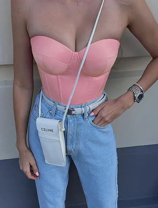 Outlet Women's Shapewear Pure Color Corsets Street Date Going out Breathable Bandeau Sleeveless Backless Summer Spring Home Outfits Women Shapewear
