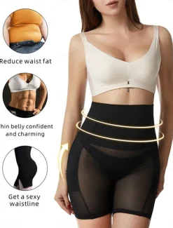 Online Women's Shapewear Shapewear Short High Waist Plain Elastic Waistband Soft Comfortable Stretchy Yoga Cuticolor Black Summer Spring Slim Fit Women Leggings