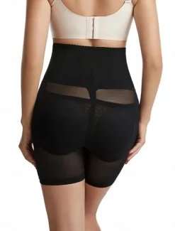 Online Women's Shapewear Shapewear Short High Waist Plain Elastic Waistband Soft Comfortable Stretchy Yoga Cuticolor Black Summer Spring Slim Fit Women Leggings