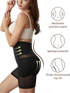 Online Women's Shapewear Shapewear Short High Waist Plain Elastic Waistband Soft Comfortable Stretchy Yoga Cuticolor Black Summer Spring Slim Fit Women Leggings