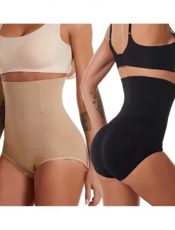 Online Women's Shapewear Shaping Panty Elastic Nightwear Nylon Spandex Formal Wedding Party Solid Colored Black Apricot Summer Spring Fall Winter Women Shapewear