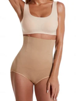 Online Women's Shapewear Shaping Panty Elastic Nightwear Nylon Spandex Formal Wedding Party Solid Colored Black Apricot Summer Spring Fall Winter Women Shapewear