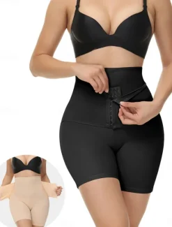 Discount Women's Shapewear Waist Trainer Sport Pure Color Elastic Waist Shorts Daily Sleeveless Black Beige Summer Spring Fall Winter Women Shapewear