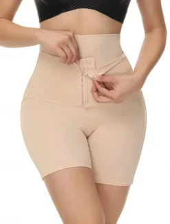 Discount Women's Shapewear Waist Trainer Sport Pure Color Elastic Waist Shorts Daily Sleeveless Black Beige Summer Spring Fall Winter Women Shapewear