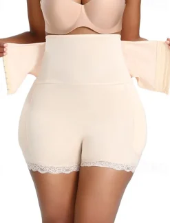 Clearance Women's Shapewear Waist Trainer Sport Pure Color Elastic Waist Shorts Daily Sleeveless Black Beige Summer Spring Fall Winter Women Shapewear