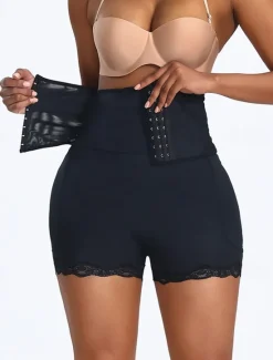Clearance Women's Shapewear Waist Trainer Sport Pure Color Elastic Waist Shorts Daily Sleeveless Black Beige Summer Spring Fall Winter Women Shapewear