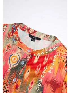 Discount Women's Shirt Basic Buttons Print Long Sleeve Regular Tops Casual Pink Blue Green Spring Fall Women Spring Tops