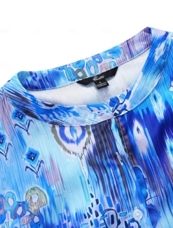 Discount Women's Shirt Basic Buttons Print Long Sleeve Regular Tops Casual Pink Blue Green Spring Fall Women Spring Tops
