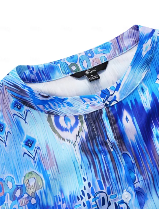 Discount Women's Shirt Basic Buttons Print Long Sleeve Regular Tops Casual Pink Blue Green Spring Fall Women Spring Tops