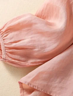 Online Women's Shirt Blouse Cotton Linen Shirts Solid Color Basic Casual Long Sleeve Crew Neck Regular Tops Daily Embroidered White Pink Fuchsia Green Summer Spring Women Shirts