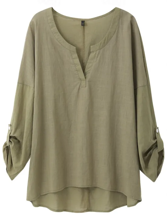 New Women's Shirt Blouse Cotton Linen Shirts Solid Basic Long Sleeve V Neck Long Tops Casual Daily Black White Pink Army Green Blue Summer Spring Women Shirts