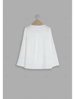 Online Women's Shirt Blouse Dressy Tops Solid Color Plain Stylish Basic Long Sleeve Notched Neck Regular Tops Daily Embroidered Eyelet Black Orange Summer Spring Fall Women Lace Tops