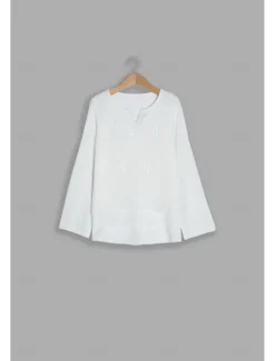 Online Women's Shirt Blouse Dressy Tops Solid Color Plain Stylish Basic Long Sleeve Notched Neck Regular Tops Daily Embroidered Eyelet Black Orange Summer Spring Fall Women Lace Tops