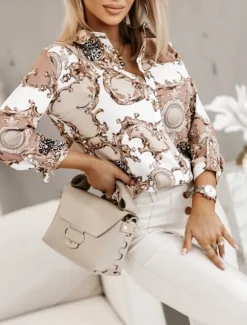 Sale Women's Shirt Blouse Floral Graphic Basic Casual Long Sleeve Shirt Collar Regular Tops Daily Buttons Print Black White Pink Fall Winter Women Spring Tops