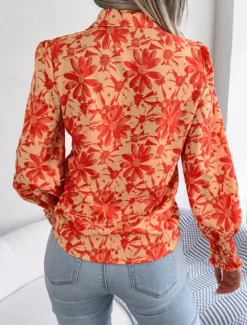 New Women's Shirt Blouse Floral Stylish Casual Long Sleeve Shirt Collar Regular Tops Daily Buttons Print Blue Summer Spring Fall Women Spring Tops