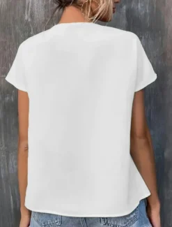 Best Women's Shirt Blouse Floral Bohemia Stylish Casual Short Sleeve V Neck Regular Tops Daily Tie Front Patchwork Embroidered White Green Summer Spring Fall Women Spring Tops