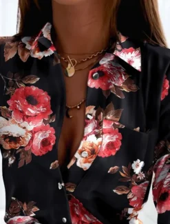 Outlet Women's Shirt Blouse Floral Geometric Stylish Casual Long Sleeve Shirt Collar Regular Tops Daily Buttons Print Black Blue Green Summer Spring Women Spring Tops