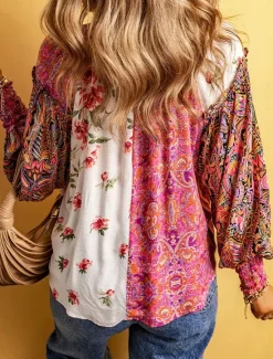 Outlet Women's Shirt Blouse Floral Casual Long Sleeve V Neck Regular Tops Daily Buttons Print Fall Winter Women Spring Tops