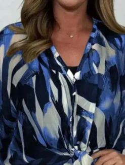Discount Women's Shirt Blouse Floral Stylish Casual Long Sleeve V Neck Regular Tops Daily Buttons Print Black Red Blue Khaki Spring Fall Women Blouses & Shirts