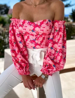 New Women's Shirt Blouse Floral Stylish Casual Long Sleeve Strapless Regular Tops Daily Backless Print Black White Red Purple Summer Spring Women Spring Tops|Blouses & Shirts