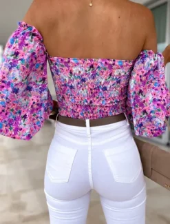 New Women's Shirt Blouse Floral Stylish Casual Long Sleeve Strapless Regular Tops Daily Backless Print Black White Red Purple Summer Spring Women Spring Tops|Blouses & Shirts