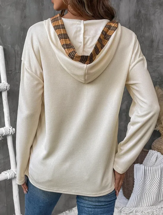 Best Women's Shirt Blouse Plaid Stylish Casual Long Sleeve Hooded Regular Tops Daily Buttons Print Summer Spring Fall Women T-Shirts