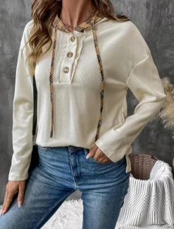 Best Women's Shirt Blouse Plaid Stylish Casual Long Sleeve Hooded Regular Tops Daily Buttons Print Summer Spring Fall Women T-Shirts