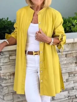 New Women's Shirt Blouse Solid Color Basic Casual Long Sleeve Turtleneck Long Tops Daily Buttons Black Yellow Blue Fall Winter Women Tunic Tops